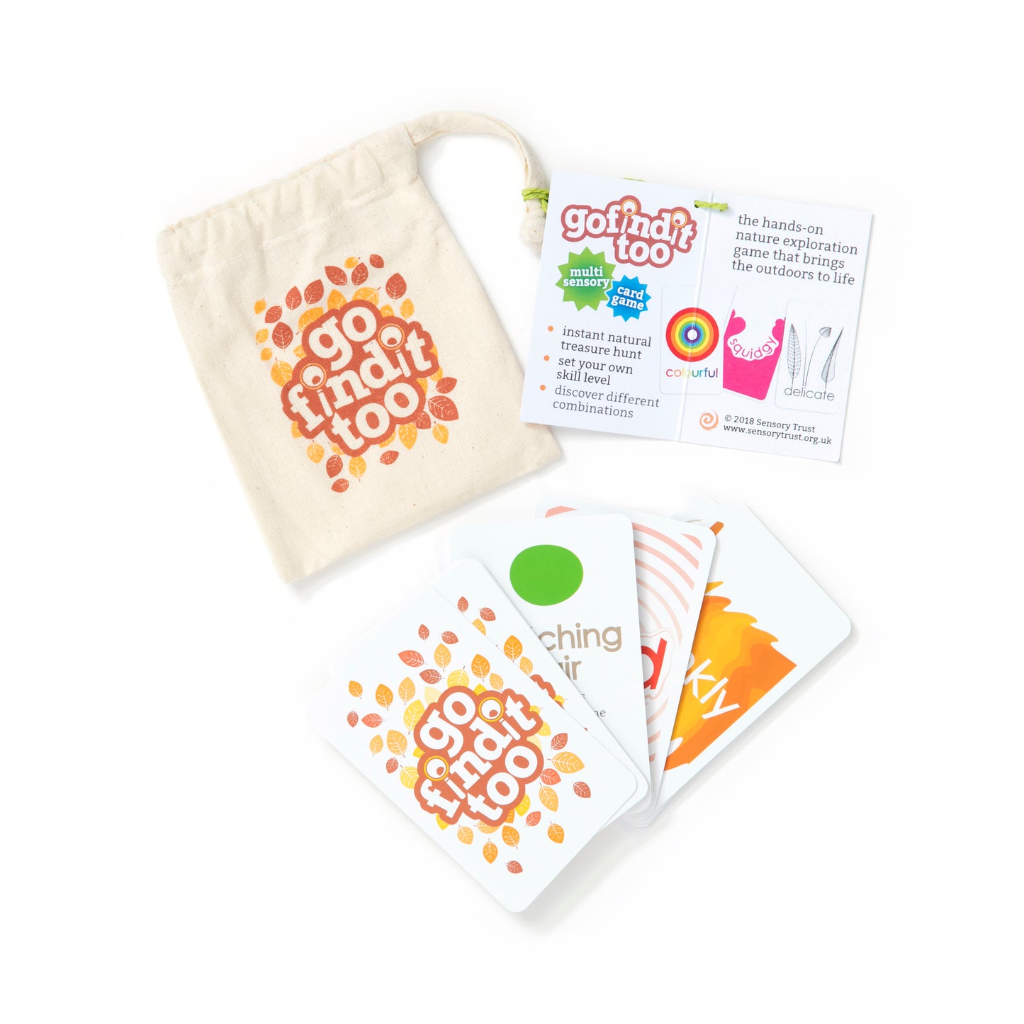 gofindit too card game and card fan on a white background