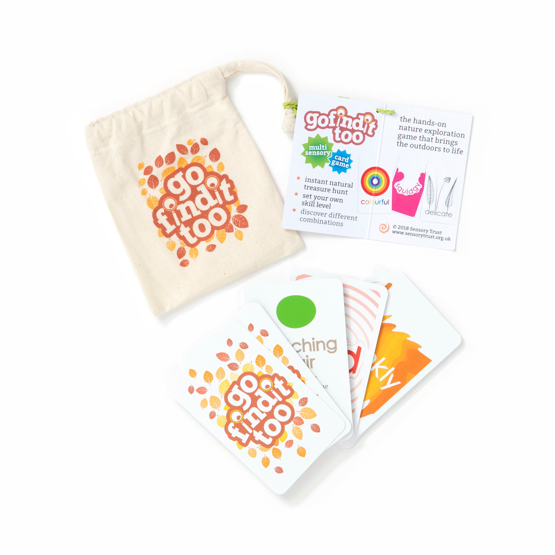 gofindit too card game and card fan on a white background