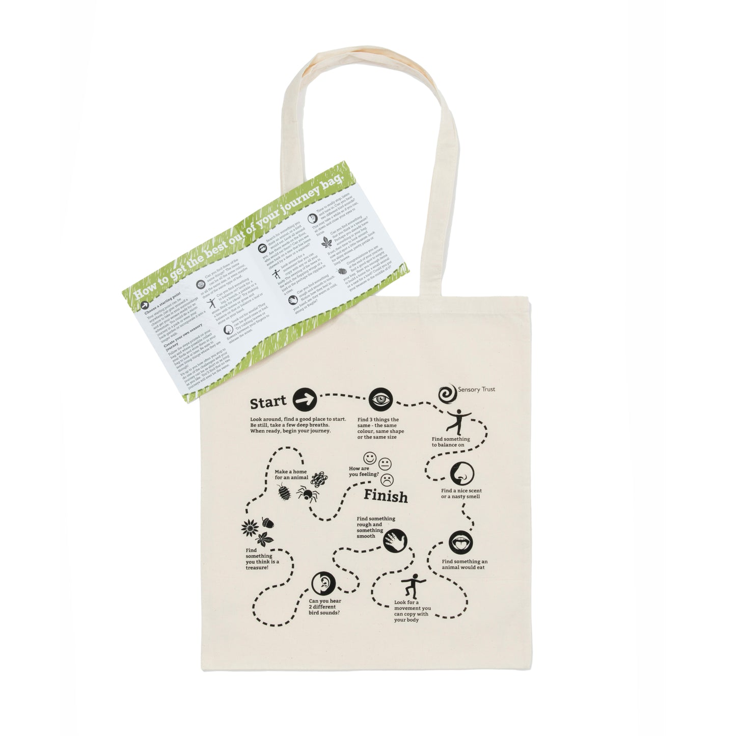 Nature Journey bag and instruction leaflet on white background